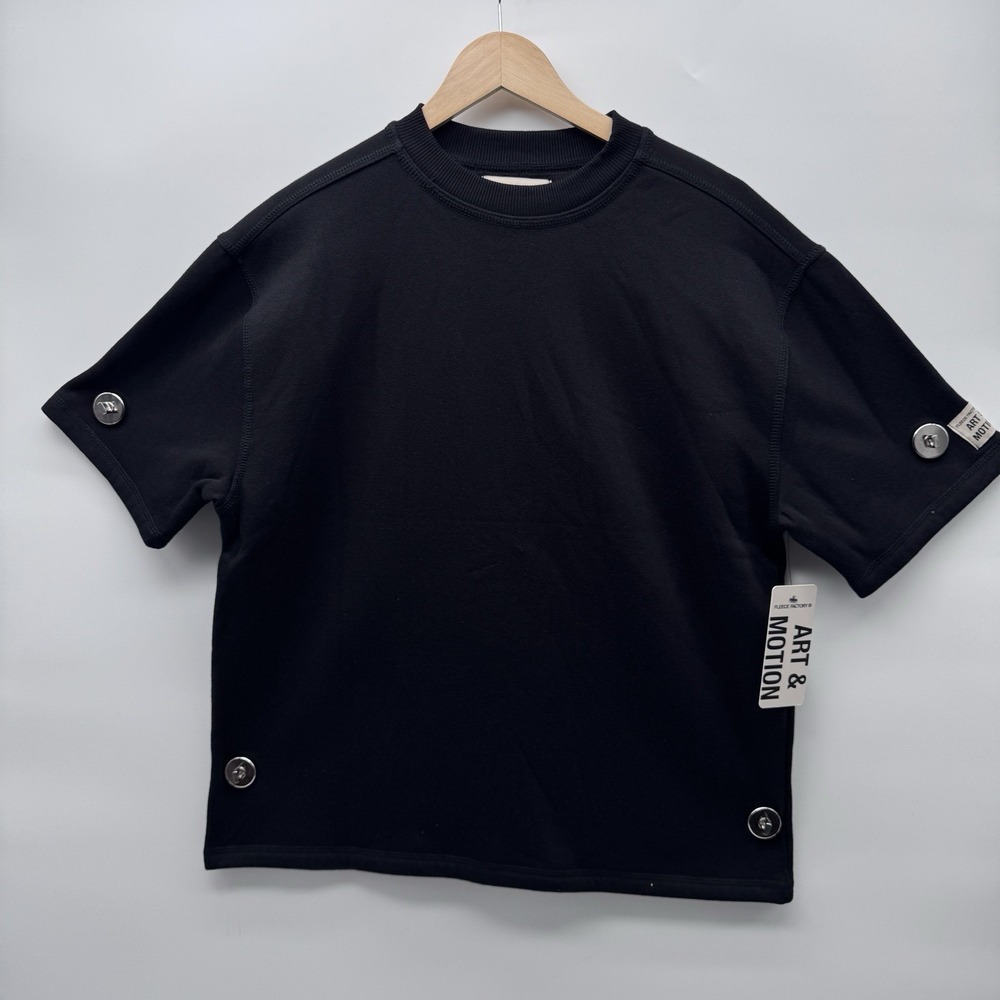 Fleece Factory Art & Motion Men's Medium  Short Sleeve Sweat Shirt Black